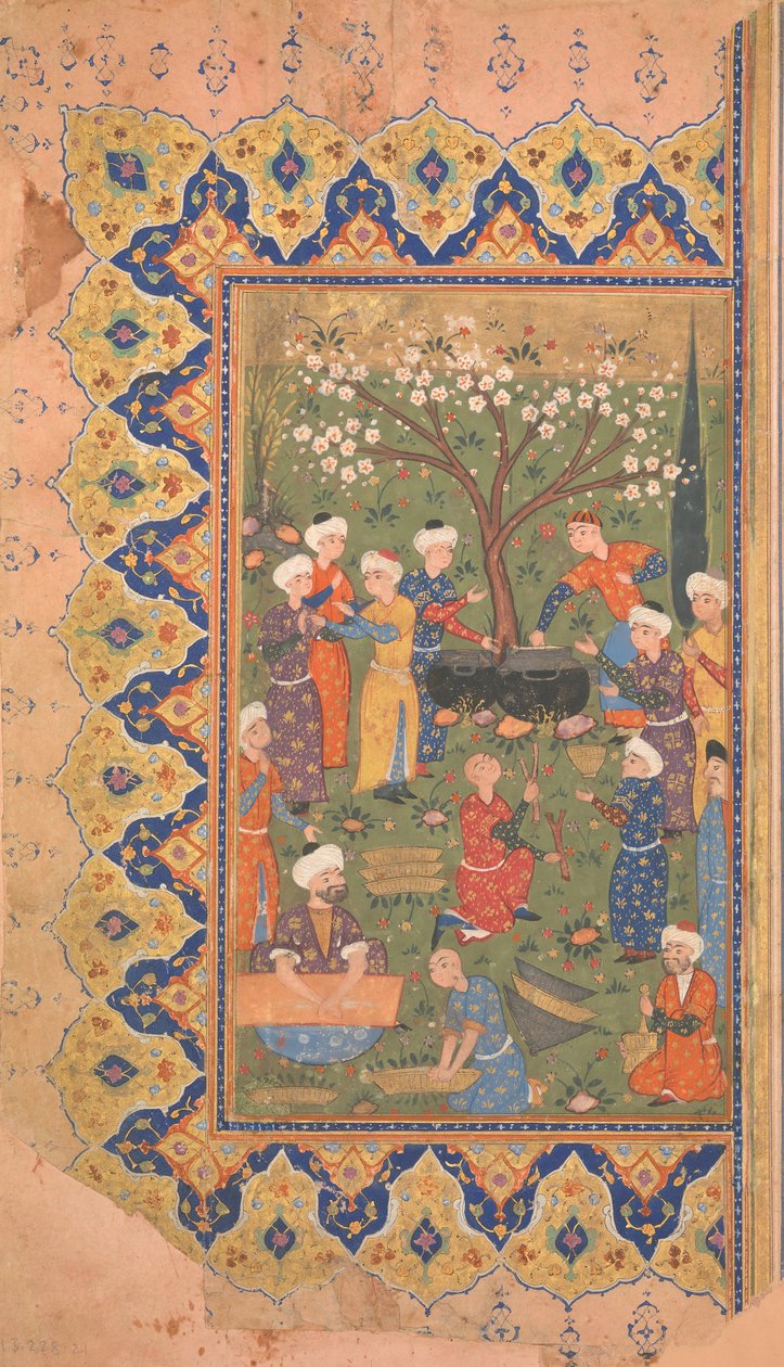 Forberedelse for et middagsmåltid, folio fra en Divan Samlet verk av Mir 