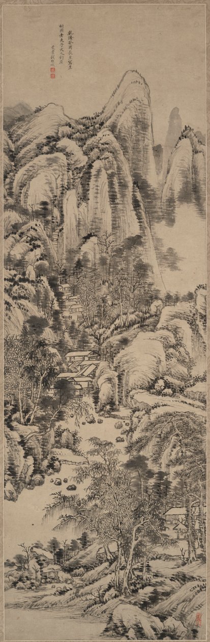 Landskap i stil med Huang Gongwang av Qian Weicheng