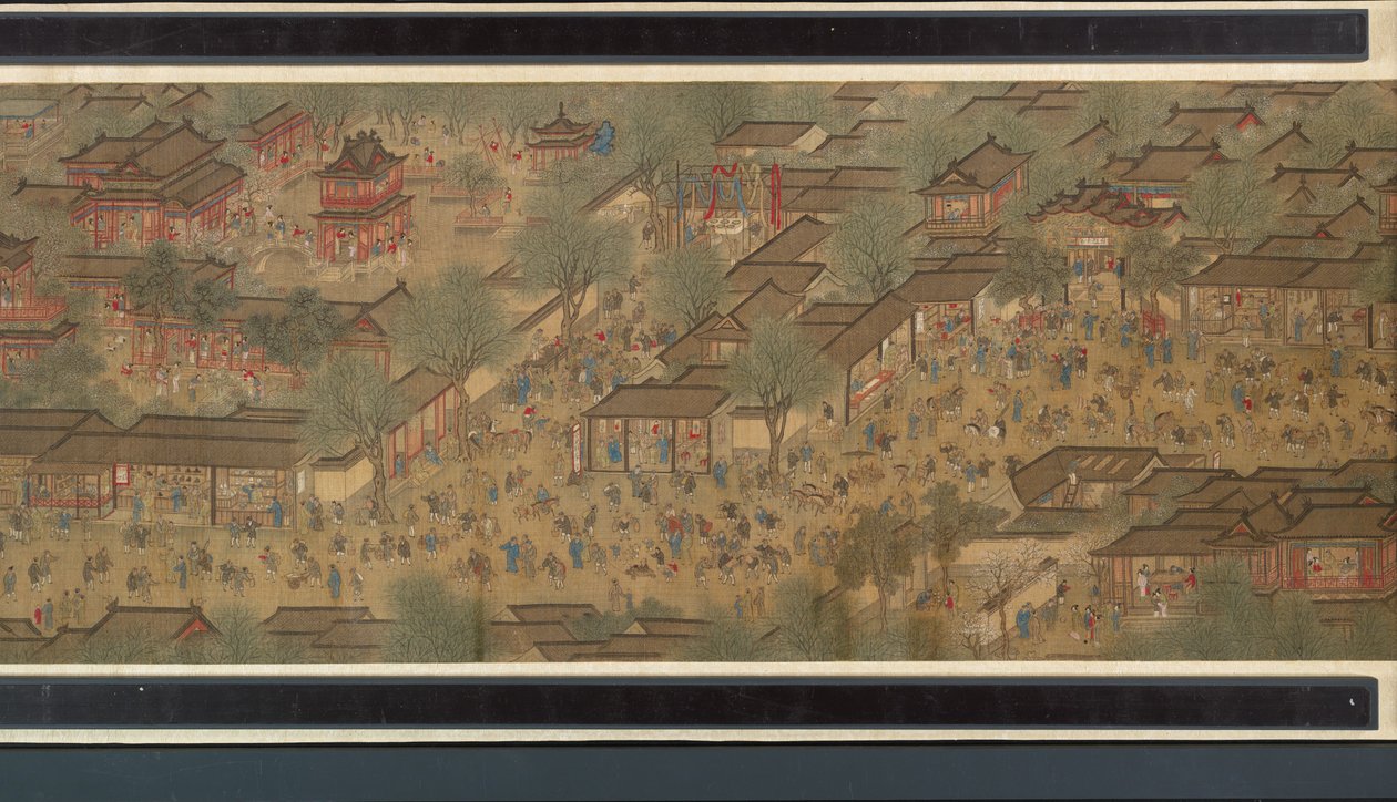Spring Festival on the River (detalj), handscroll av Qing Dynasty Chinese School