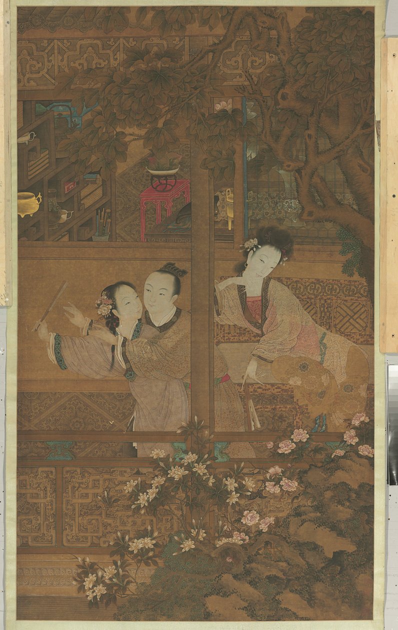 Drøm om det røde kammer (hengende rulle, blekk og farge på silke) av Qing Dynasty Chinese School