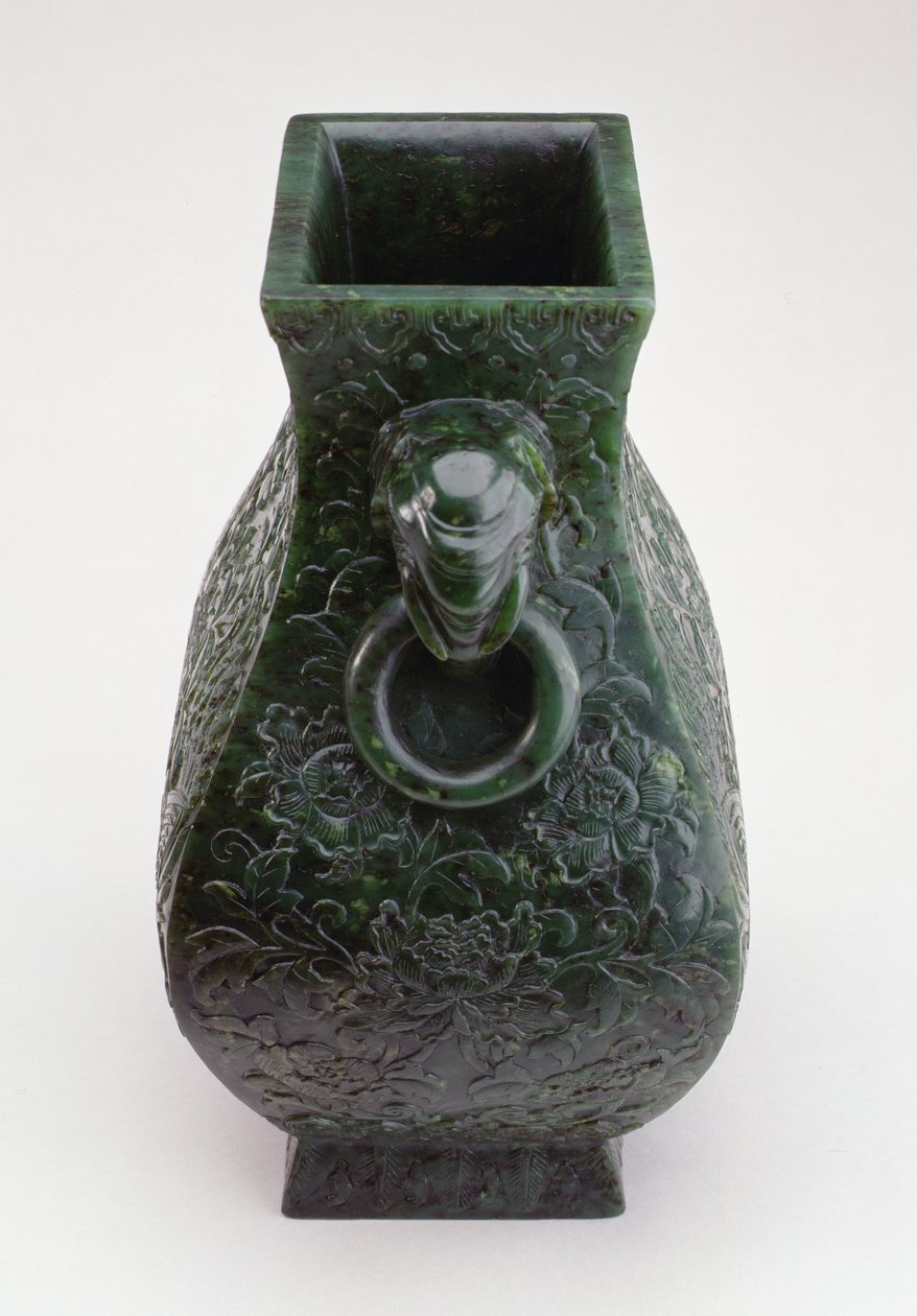 Imperial vase av bronse Fang Hu-form, Qianlong-periode (1736–96) (jade) av Qing Dynasty Chinese School