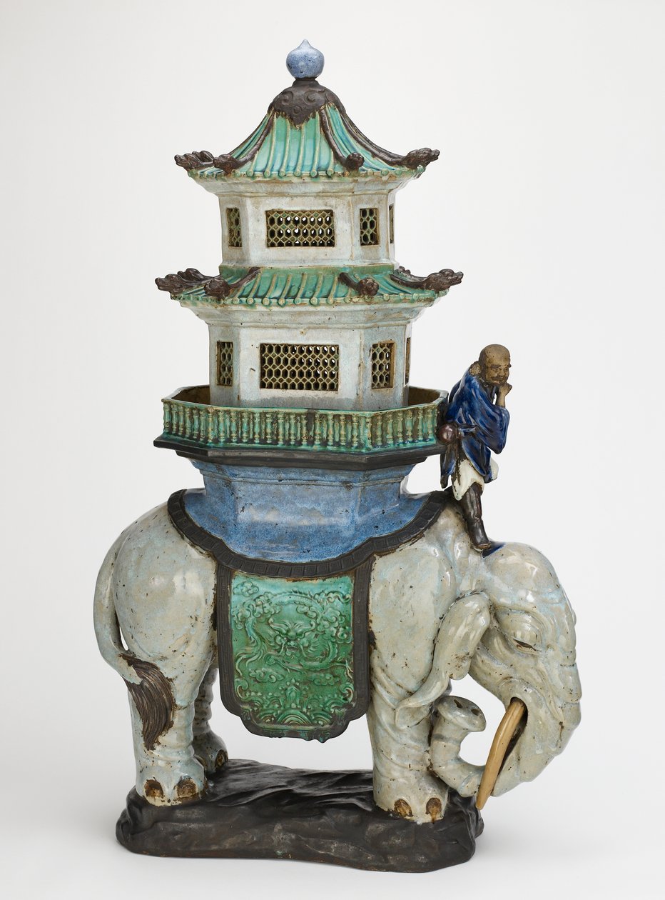 Røkelsesbrenner, Shiwan (Shekwan) ovner, Guangdong-provinsen, Kina, midten av 1600- og slutten av 1800-tallet (steintøy) av Qing Dynasty Chinese School