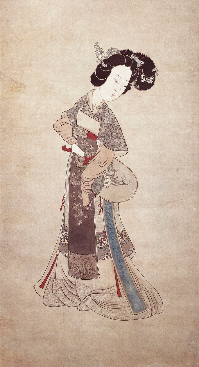 Lady of China, av Ren Shyong (maleri på silke) av Qing Dynasty Chinese School