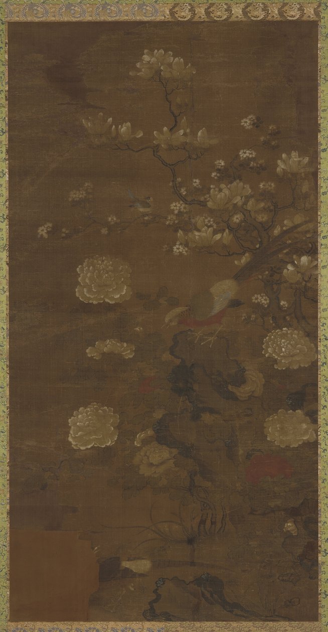 Magnolia, peoner og fasaner av Qing Dynasty Chinese School