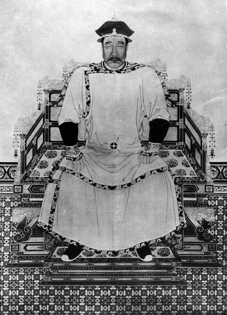Portrett av Hong Taiji (blekk på papir) av Qing Dynasty Chinese School