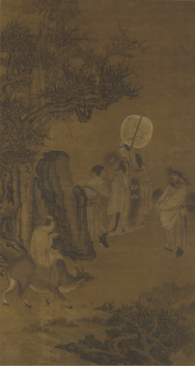 Statsminister Yang Su og den ivrige ungdommen, 1600-1700-tallet (blekk og farge på silkepanel) av Qing Dynasty Chinese School