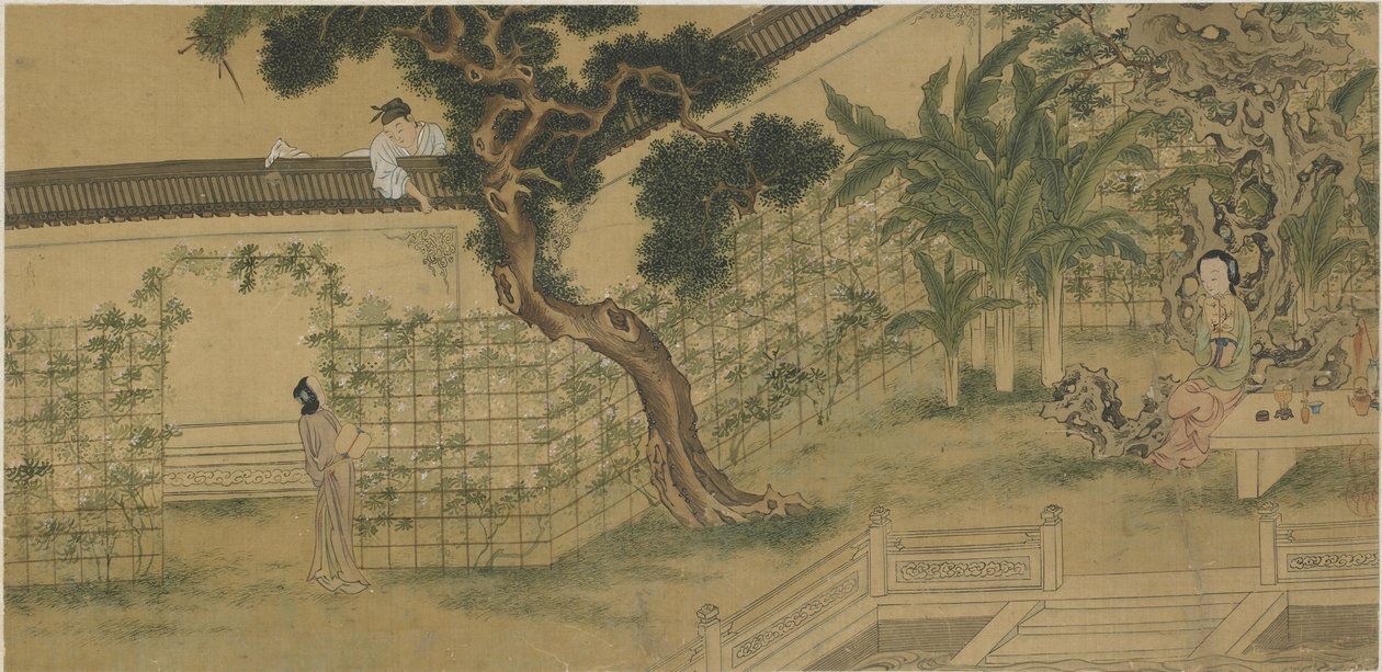 Scener fra The Story of the Western Wing, 1700-1900-tallet av Qing Dynasty Chinese School