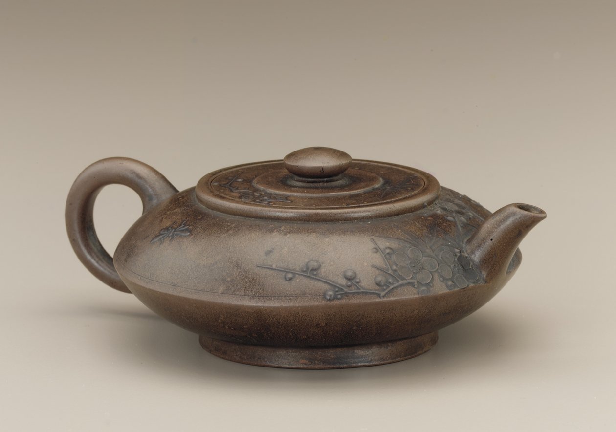 Tekanne med falskt merke fra Gong Chun, Yixing, Jiangsu-provinsen (uglasert steintøy) av Qing Dynasty Chinese School