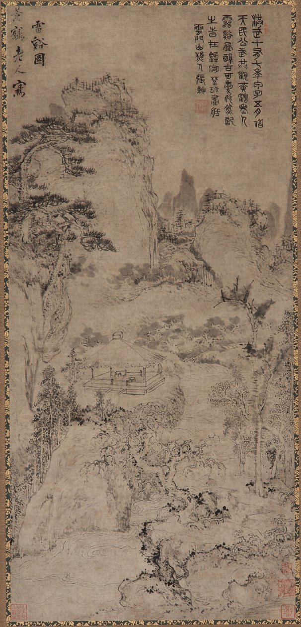 Thunder Creek (blekk på grått papir) av Qing Dynasty Chinese School