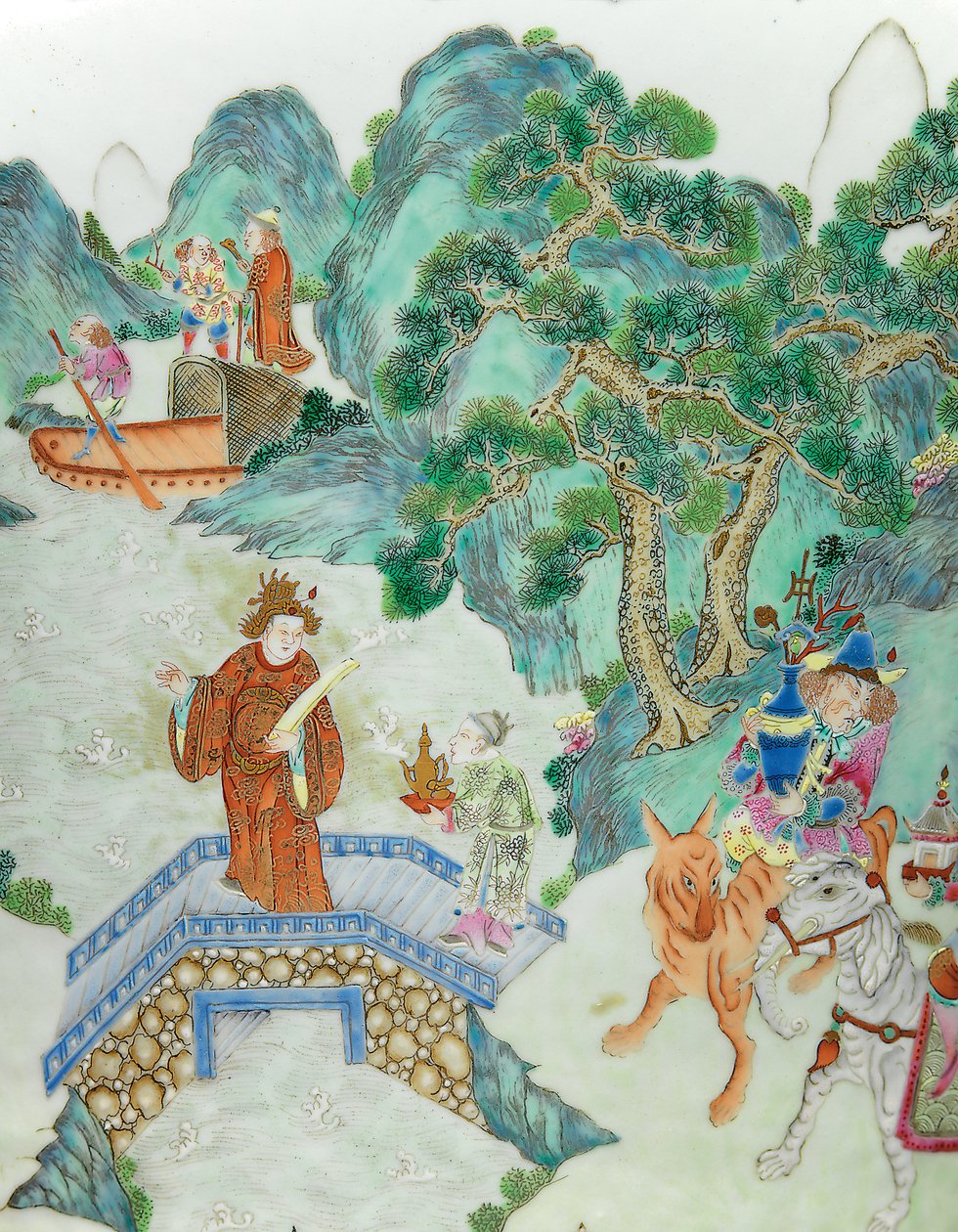 Detalj fra en av et par Imperial Famille Rose Vases (keramikk) av Qing Dynasty   Jiaqing Period Chinese School
