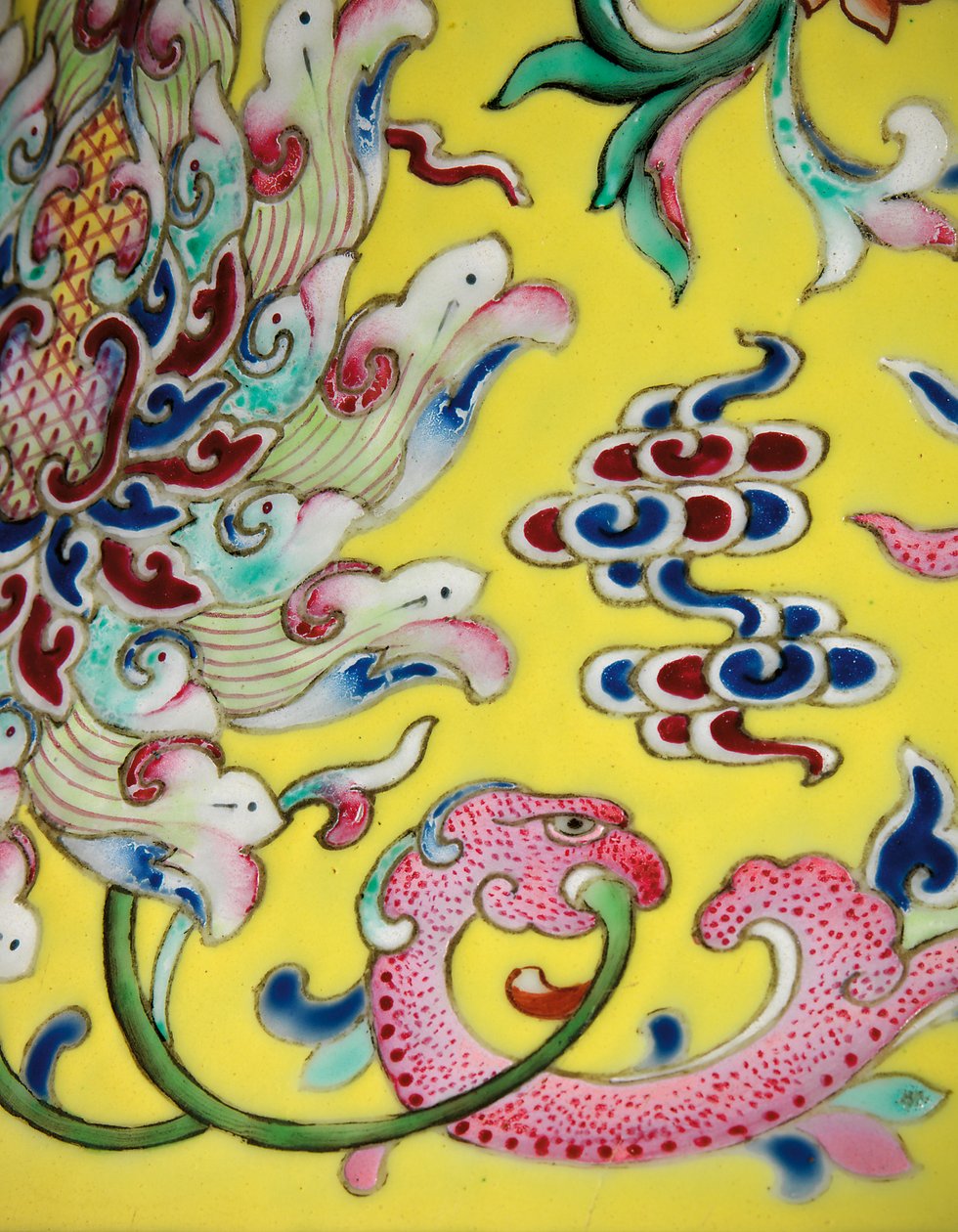 Detalj fra en av et par Imperial Famille Rose Vases (keramikk) av Qing Dynasty   Jiaqing Period Chinese School