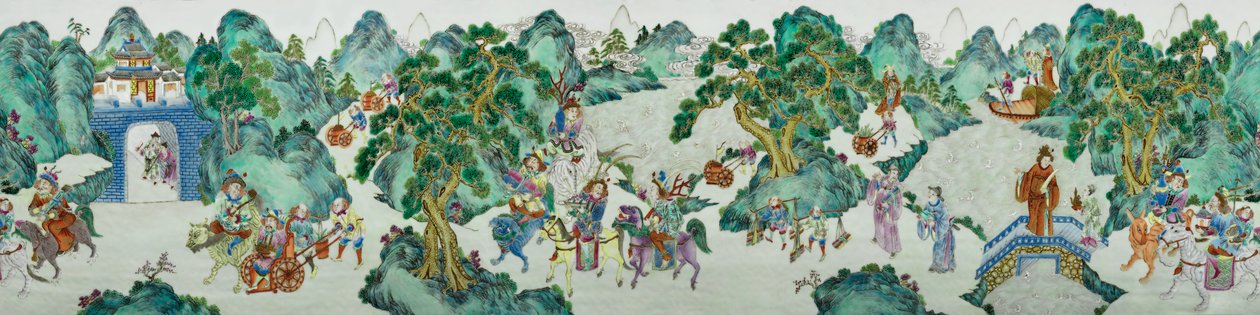 Detalj fra en av et par Imperial Famille Rose Vases (keramikk) av Qing Dynasty   Jiaqing Period Chinese School