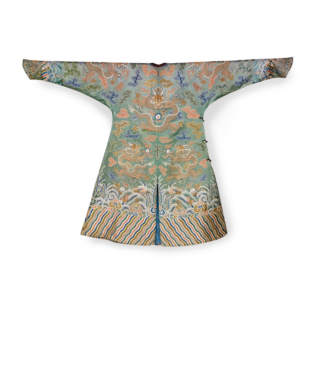 Celadon silke hoffkjole for en keiserlig prinsesse, Jifu, Kina (silke) av Qing Dynasty Chinese School