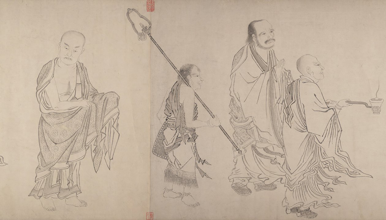 The Sixteen Luohans, 1500-tallet. av Qiu Ying