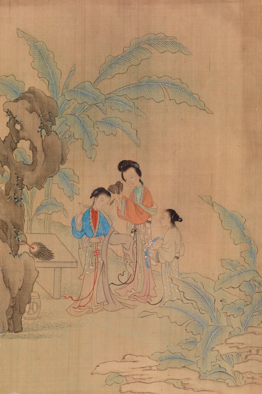 Tre figurer i landskap av Qiu Ying