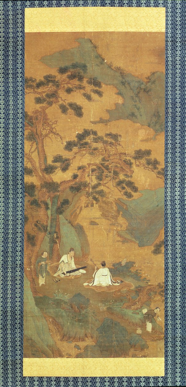 To lærde som spiller Qin og Erhu under et furutre av Qiu Ying