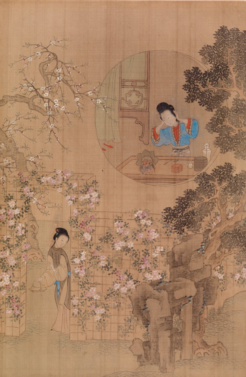Woman in Garden - Woman in Circular Window av Qiu Ying