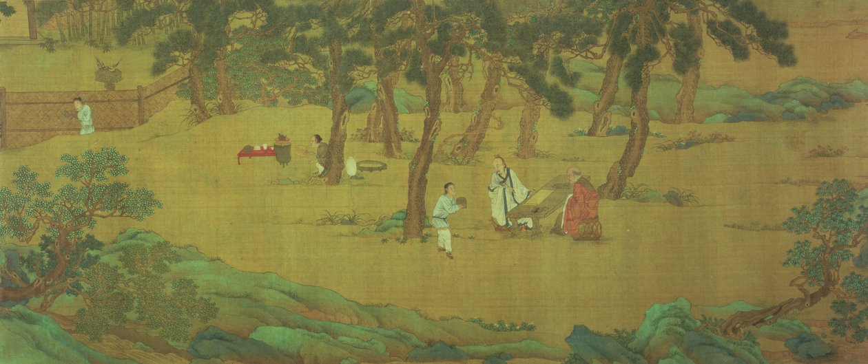 Zhao Mengfu skriver hjertesutraen i bytte mot te av Qiu Ying