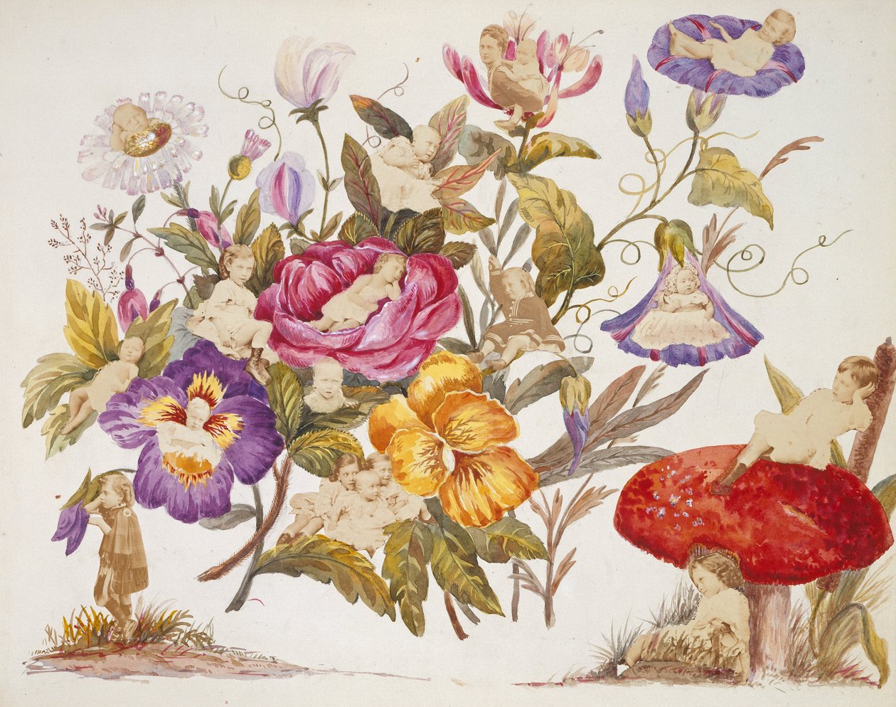 Album med design malt av Alexandra, prinsesse av Wales, med fotografier, 1866-1869 av Queen Alexandra