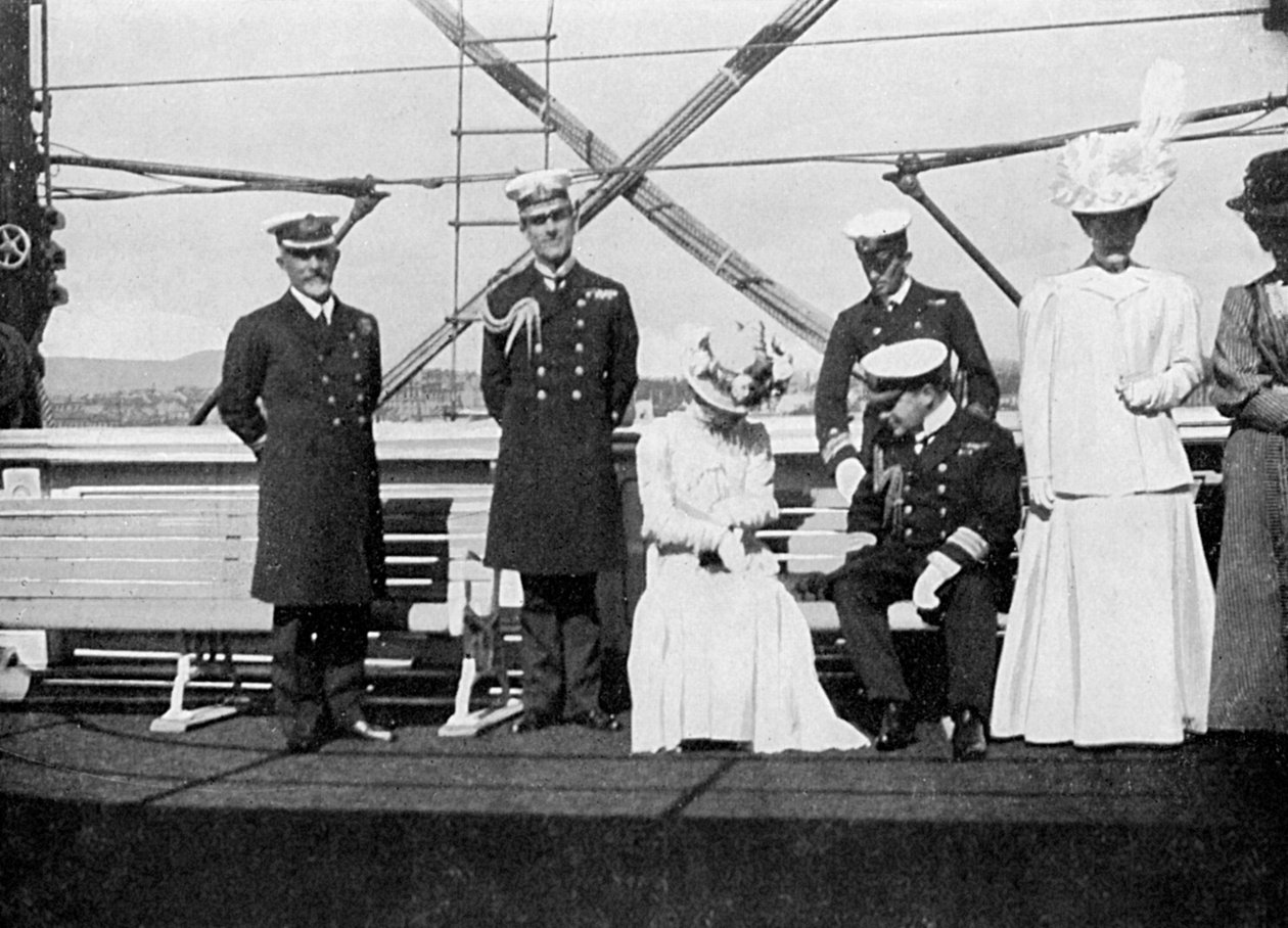 Om bord på kongeyachten Victoria og Albert III, Christiania Oslo, Norge, 1908. av Queen Alexandra