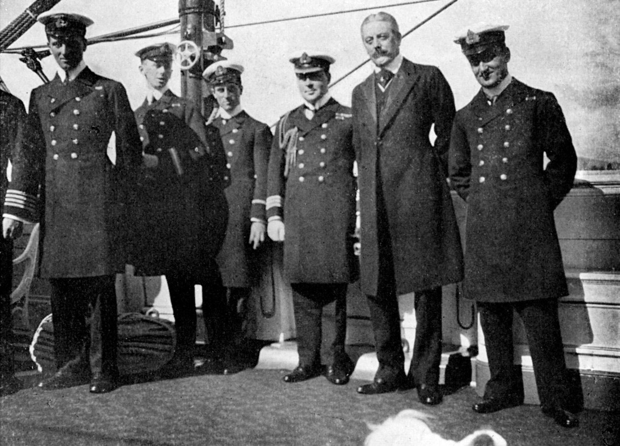 Om bord på kongeyachten Victoria og Albert III, Christiania Oslo, Norge, 1908. av Queen Alexandra