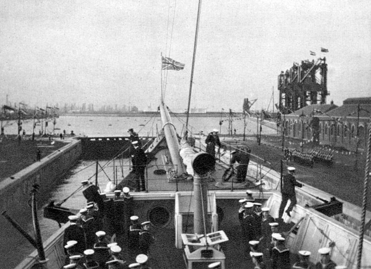Åpningen av Alexandra Dock i Cardiff i 1907 1908. av Queen Alexandra