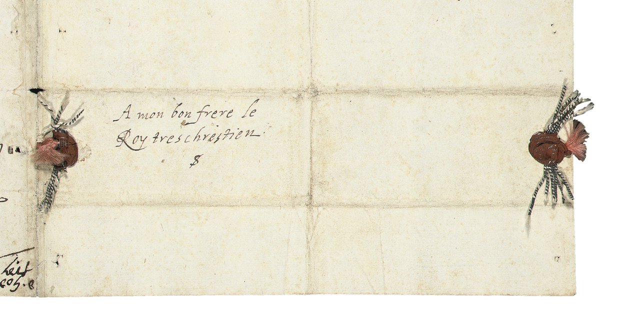 Address leaf of a letter from Elizabeth I of England to Henri IV of France, c.1596 av Queen Elizabeth I of England and