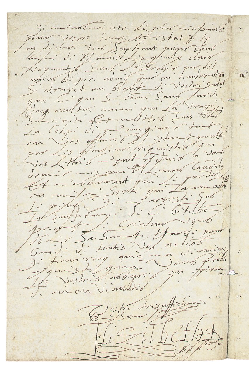 Brev på fransk fra Elizabeth I av England til Henri IV av Frankrike, ca. 1596 av Queen Elizabeth I of England and
