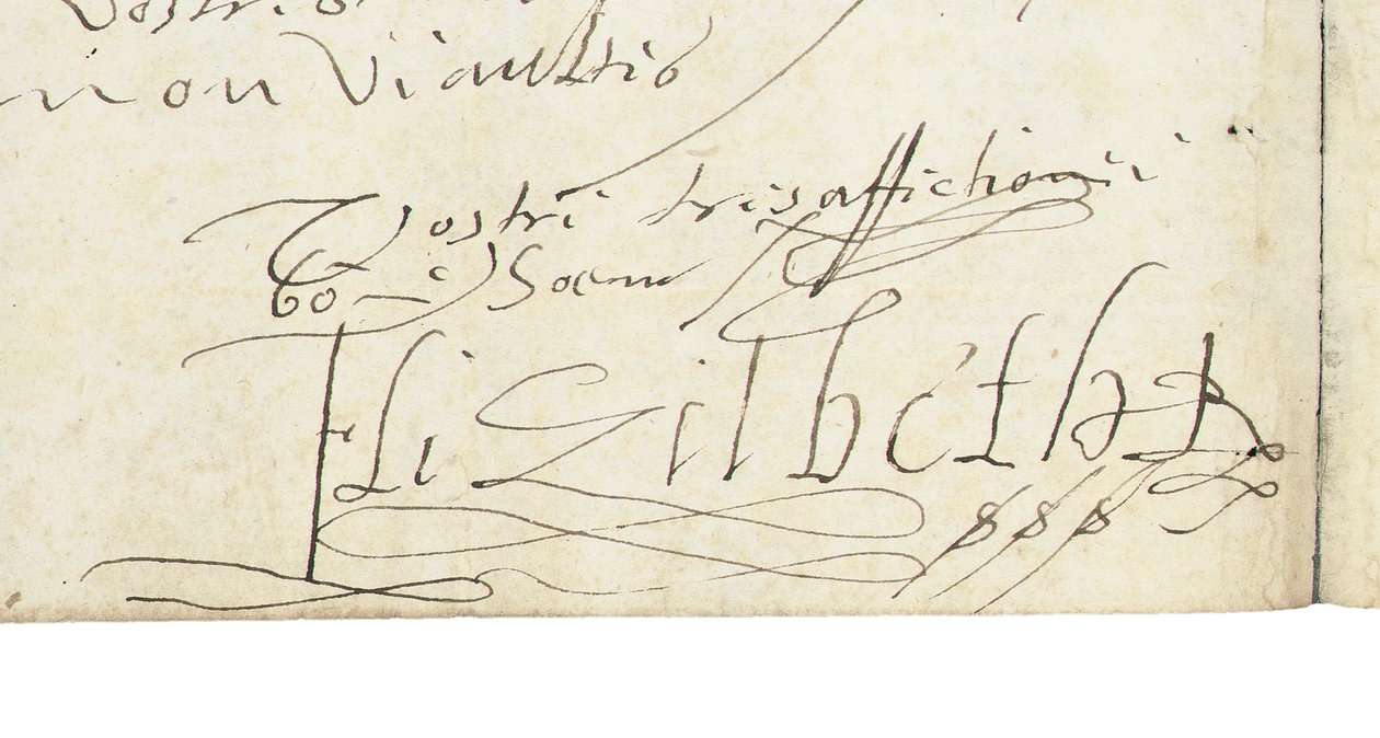 Signature on a letter from Elizabeth I of England to Henri IV of France, c.1596 av Queen Elizabeth I of England and