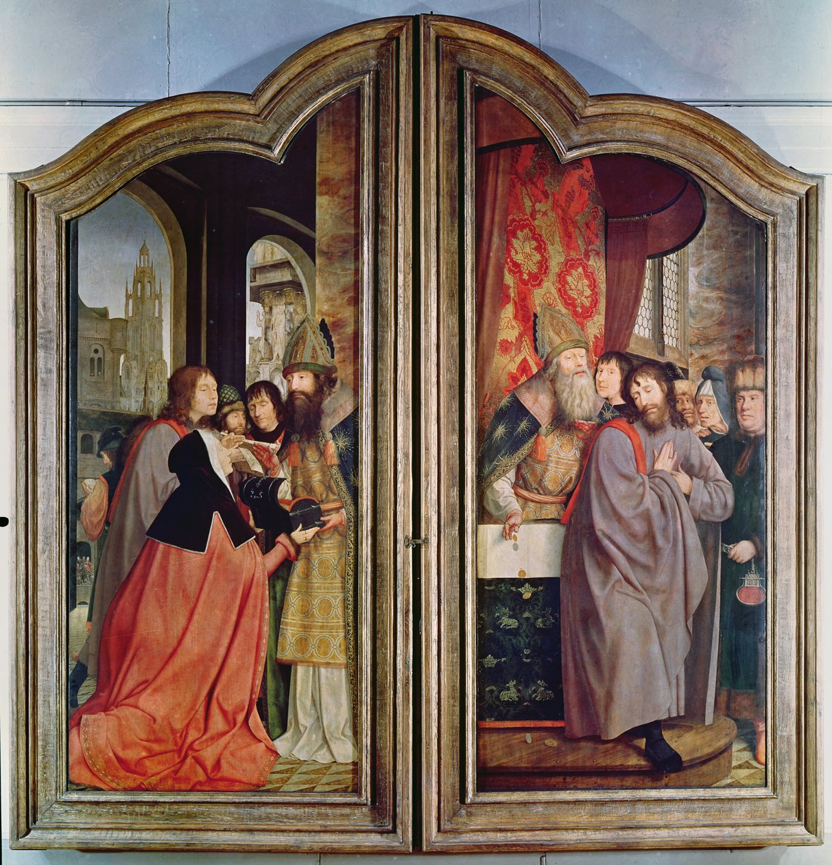 Det hellige slektskap, eller St. Annes altertavle, detalj på baksiden av de sentrale panelene, 1509 av Quentin Massys or Metsys