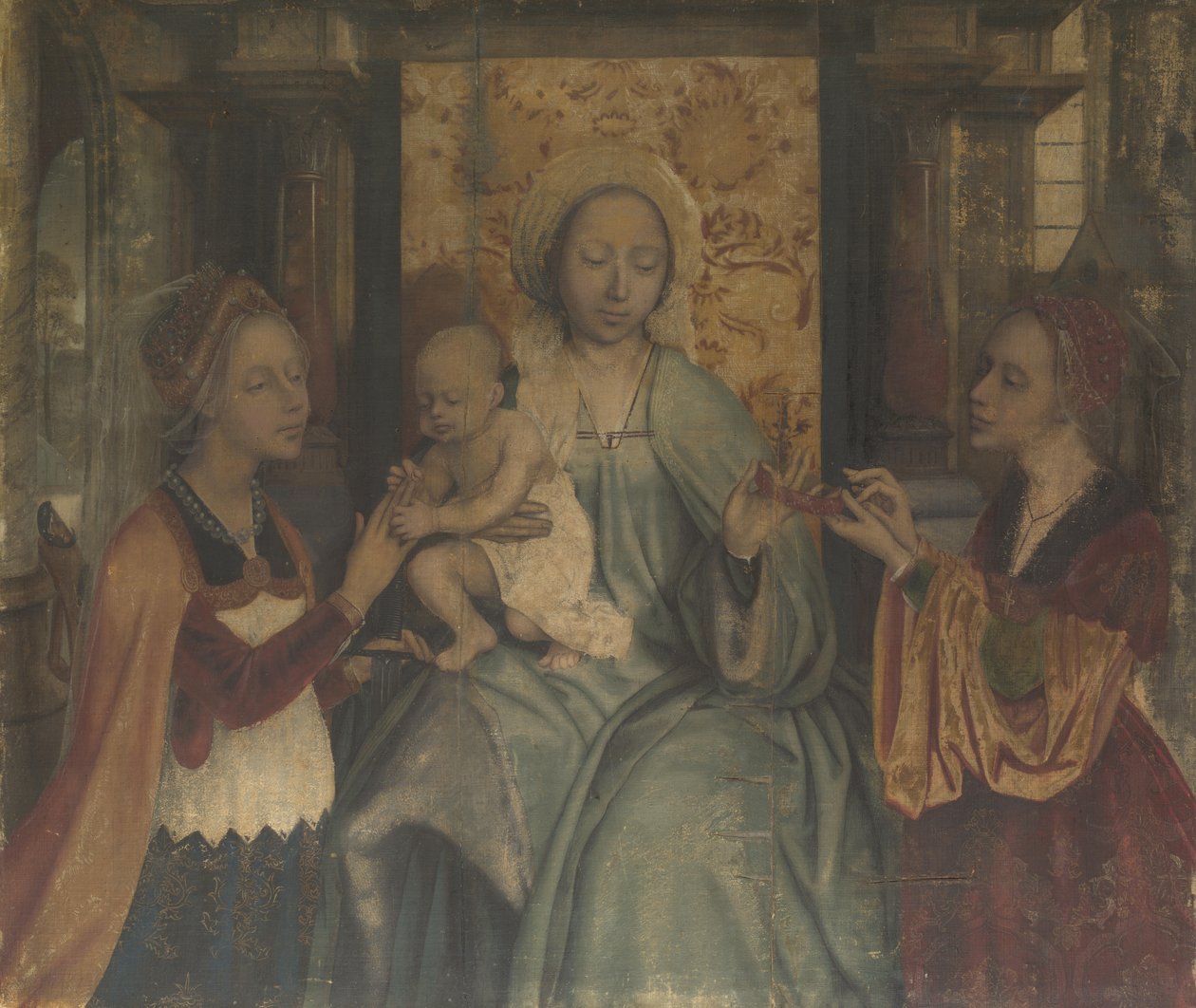 Jomfruen og barnet med de hellige Barbara og Catherine, ca. 1518-1525 av Quentin Massys or Metsys