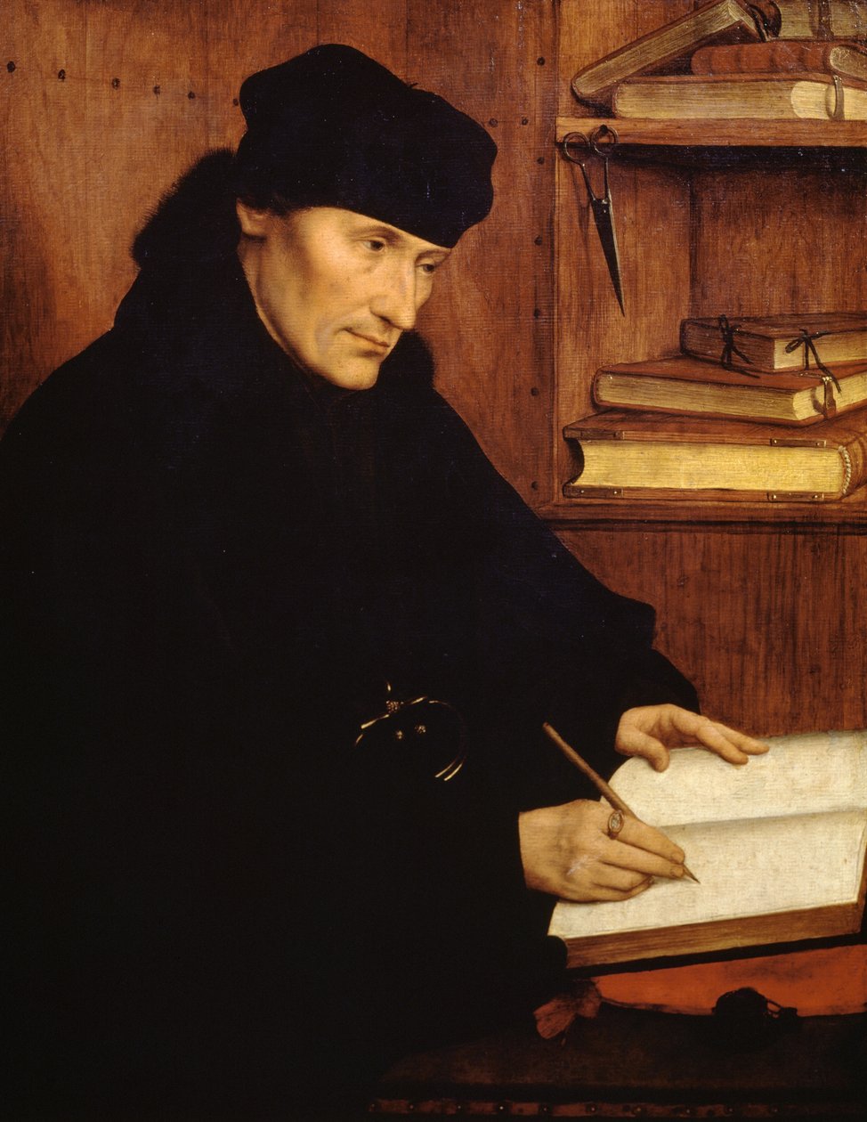 Portrett av Erasmus av Rotterdam (1466-1469 - 1536), nederlandsk teolog og humanist av Quentin Metsys