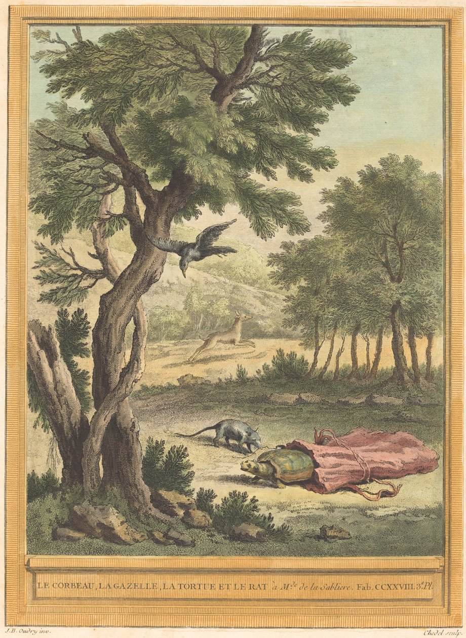 Kråken, Gasellen, Skilpadden og Rotten (Kråken, Gasellen, Skilpadden og av Quentin Pierre Chedel after Jean Baptiste Oudry
