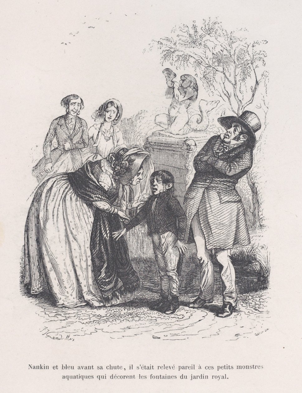 Han reiste seg som de små sjømonstrene som pryder fontenene. fra den lille elendighet..., 1843. av Quichon