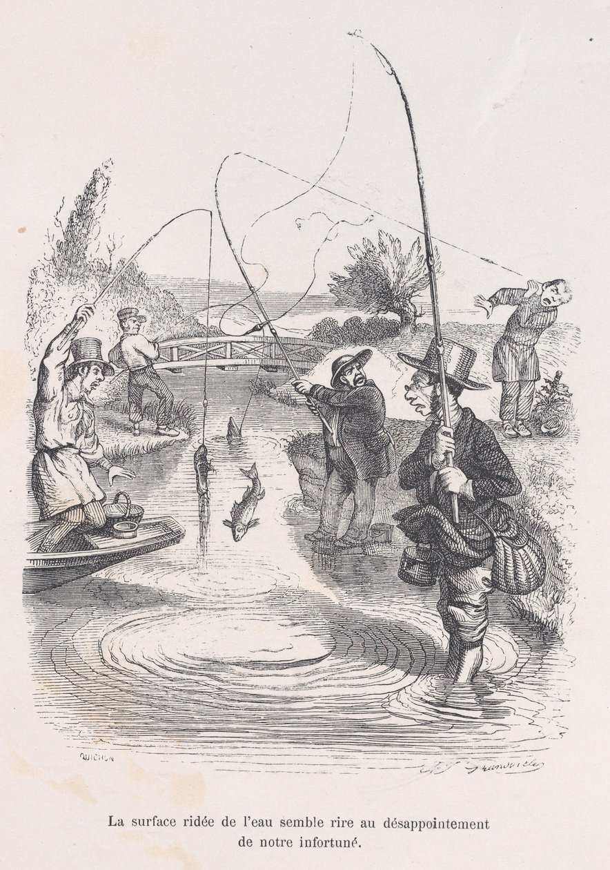 Det rislende vannet ser ut til å håne vår ulykke. fra The Little Miserie of Human L..., 1843. av Quichon