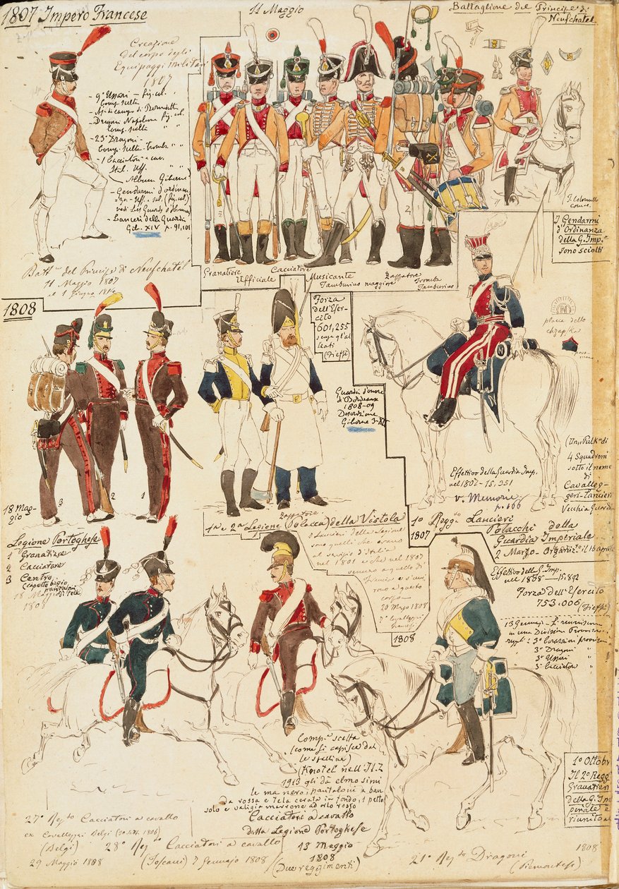 Militære uniformer fra det franske imperiet, av Quinto Cenni, fargeplate av Quinto Cenni