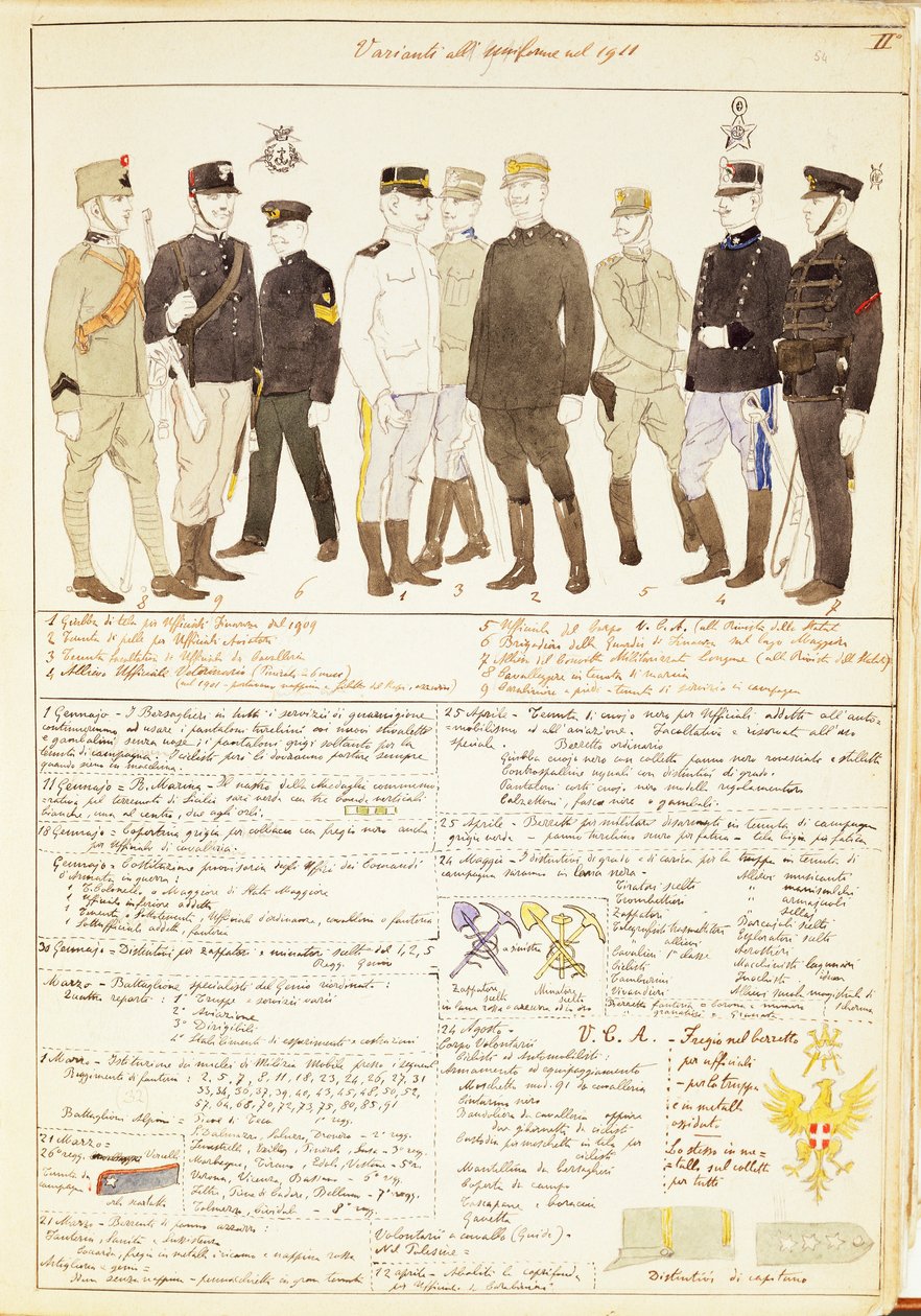 Uniforme varianter av Kingdom of Italy, fargeplate av Quinto Cenni av Quinto Cenni