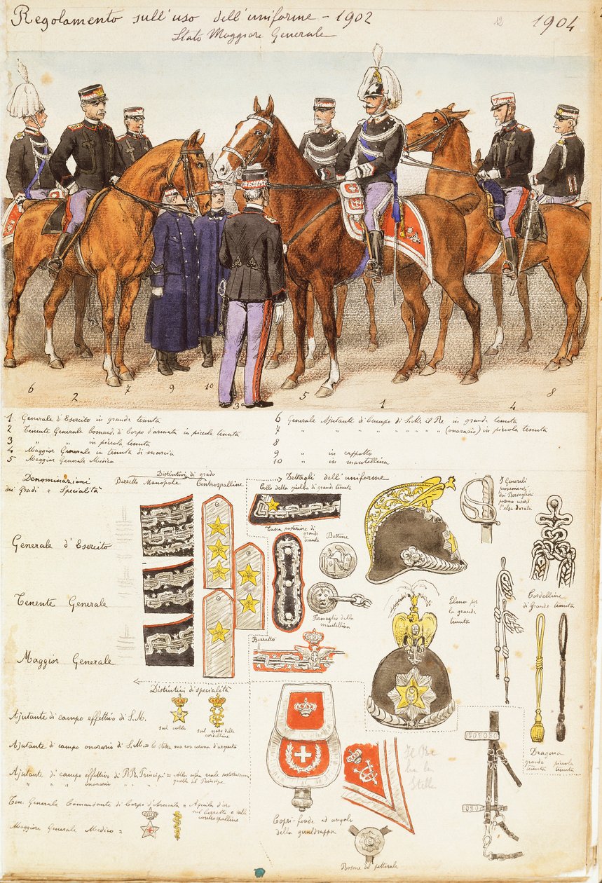 Uniformer of General Staff of Kingdom of Italy, fargeplate av Quinto Cenni av Quinto Cenni