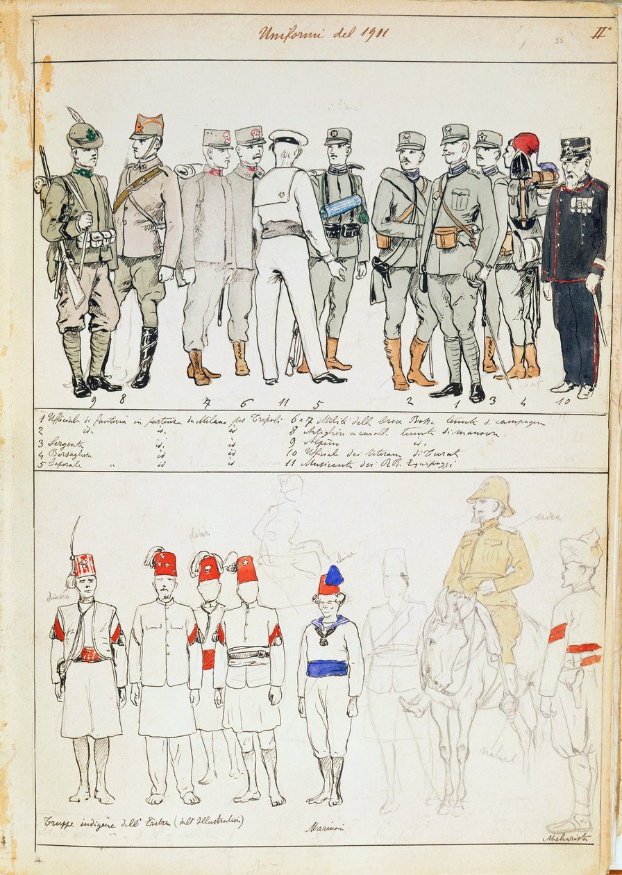 Uniformer of Kingdom of Italy, fargeplate av Quinto Cenni av Quinto Cenni