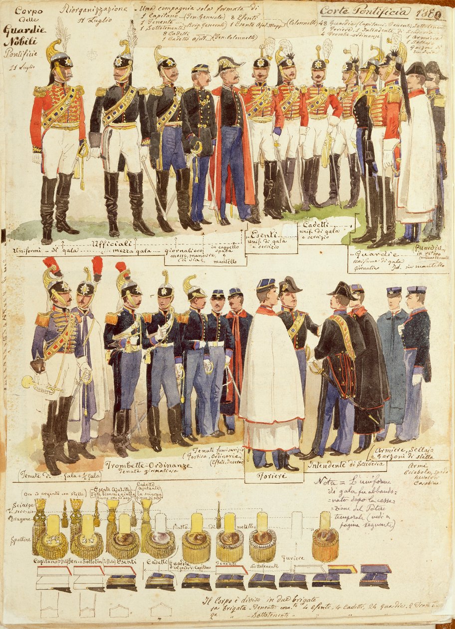 Uniformer of Papal Noble Guards, fargeplate av Quinto Cenni av Quinto Cenni