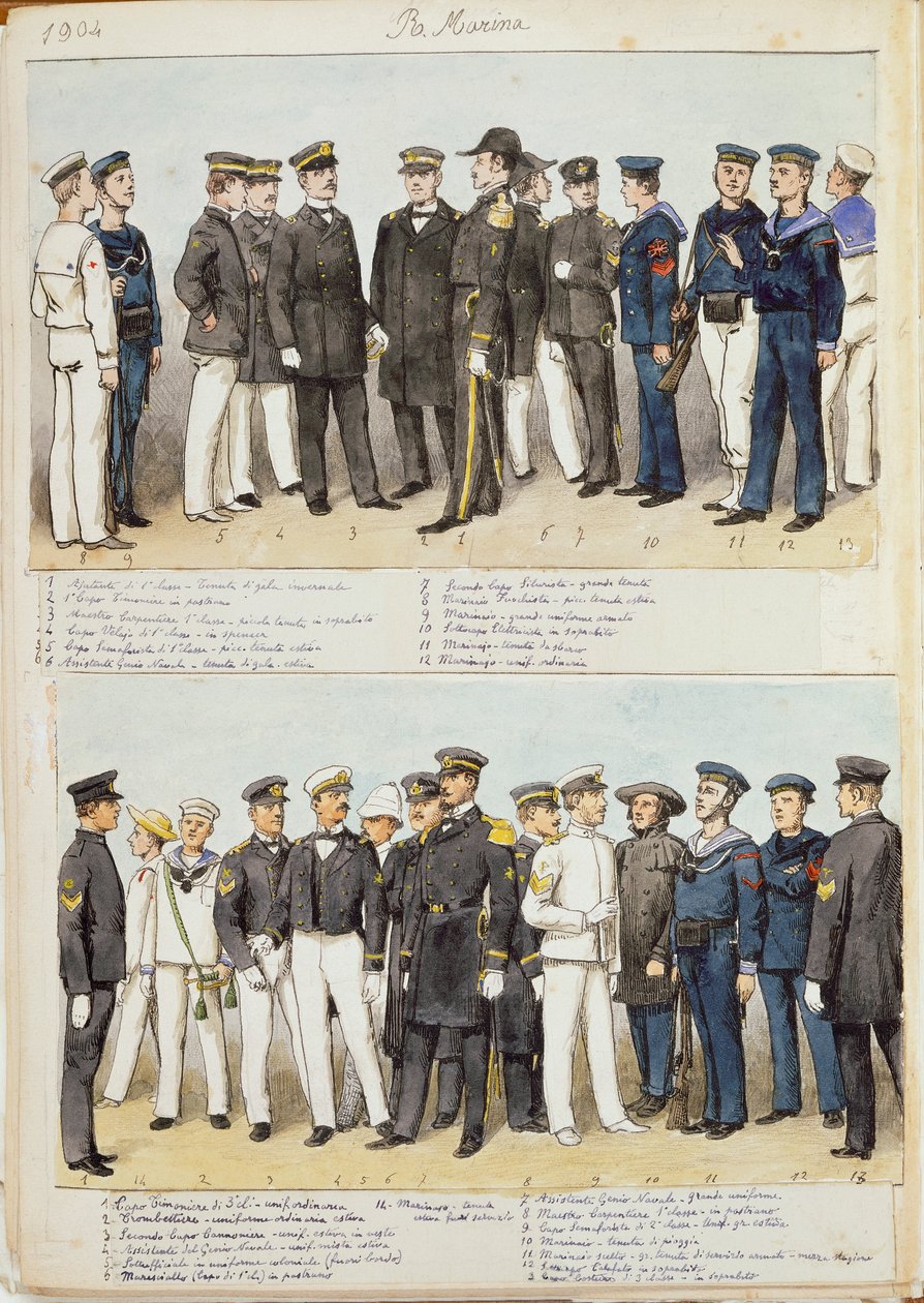 Uniformer of Royal Navy of Kingdom of Italy, fargeplate av Quinto Cenni av Quinto Cenni