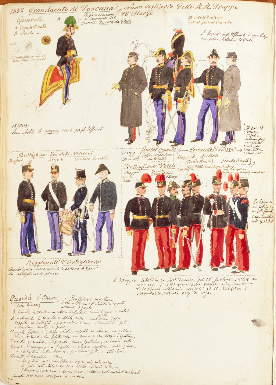 Uniformer of Royal Troops of Grand Duchy of Toscana av Quinto Cenni, fargeplate av Quinto Cenni