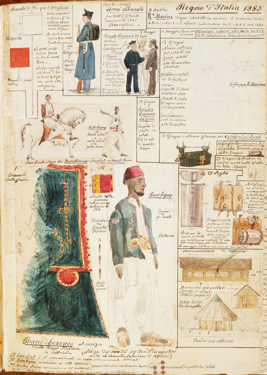 Ulike uniformer fra Kingdom of Italy, fargeplate av Quinto Cenni av Quinto Cenni