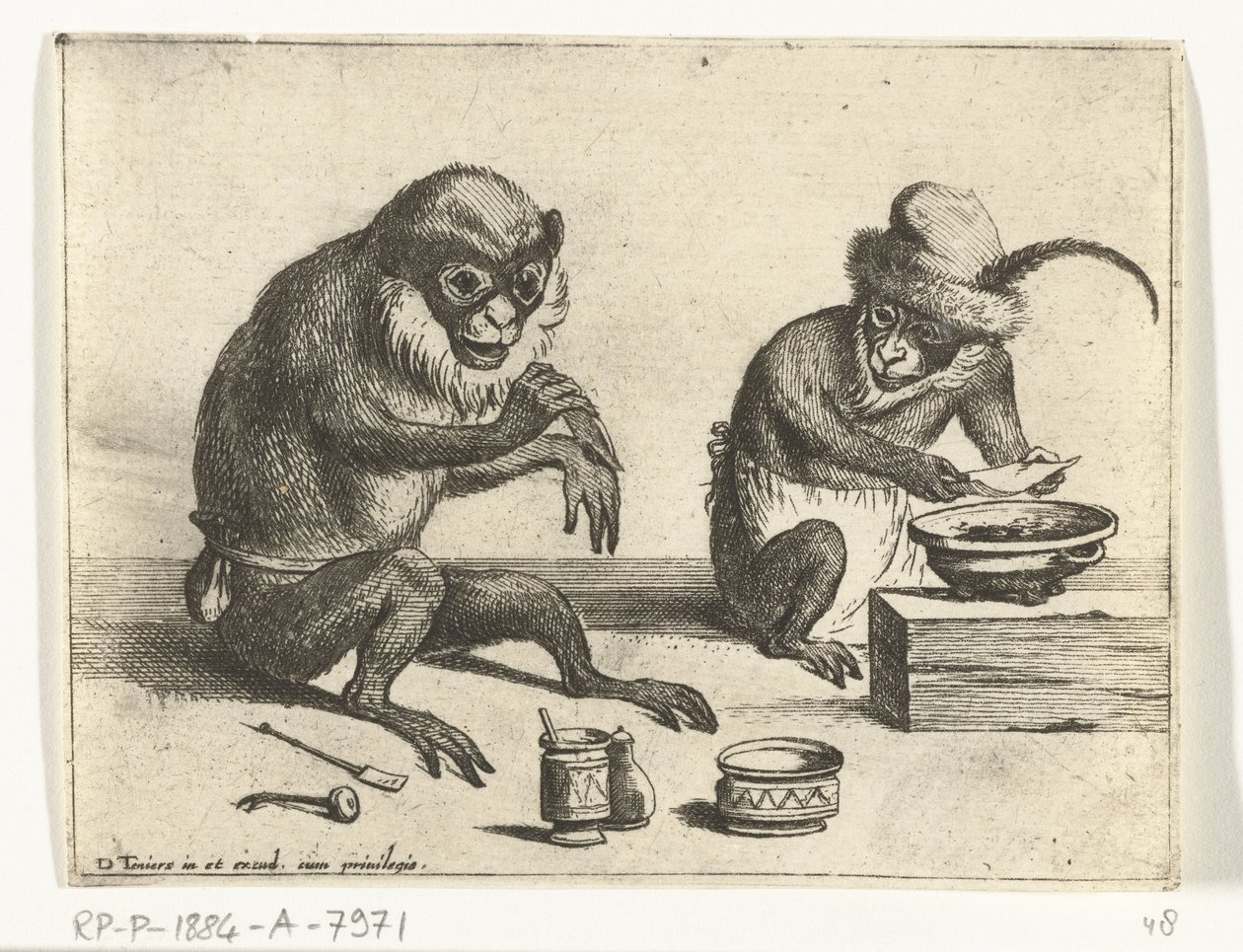 En ape lager en bandasje Ulike selskaper av menneskeliv presentert av aper (serietittel) apespillet i verden (serietittel) av Quirin Boel