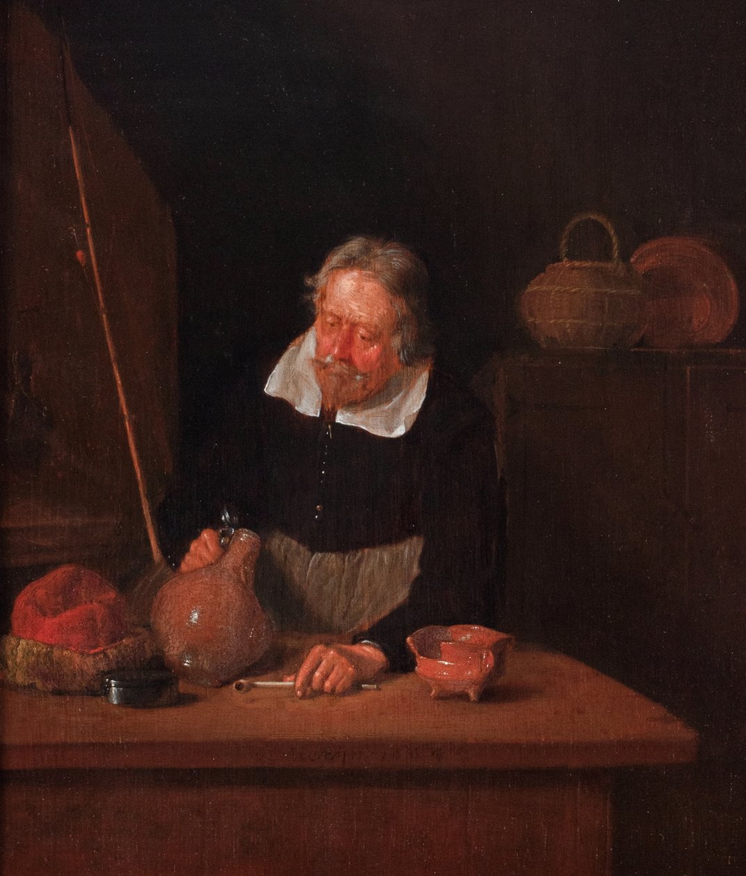 Kannekijker (en som kikker vemodig ned i bunnen av en tom mugge) av Quiringh Gerritsz. van Brekelenkam