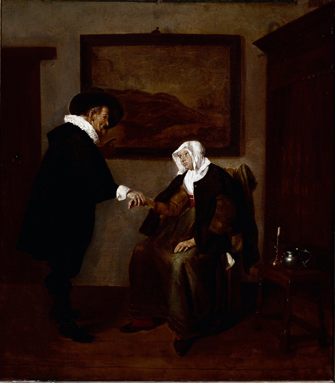 Legebesøket (olje på lerret, ca. 1655) av Quiringh Gerritsz. van Brekelenkam