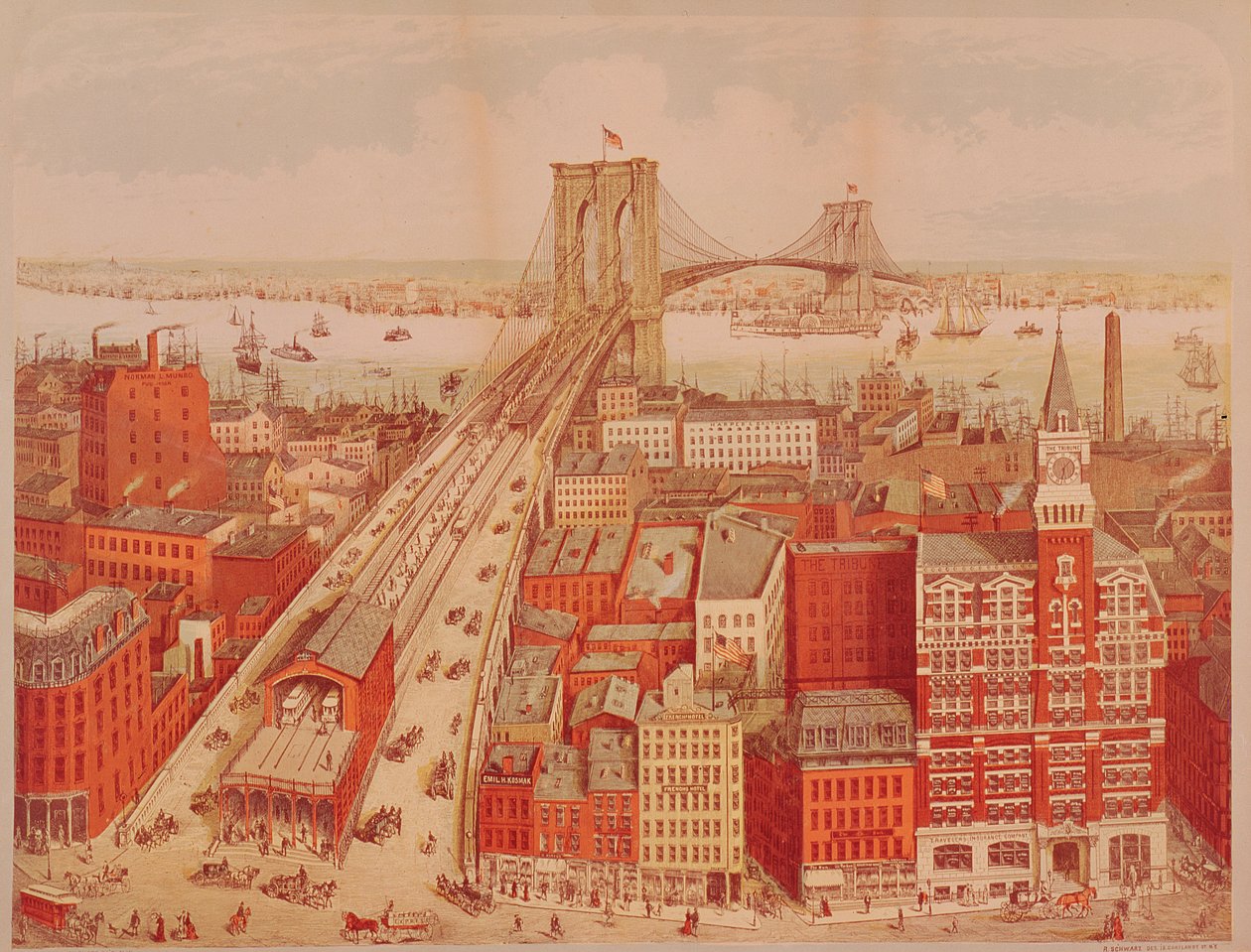 Brooklyn Bridge, ca. 1883 av R. Schwarz
