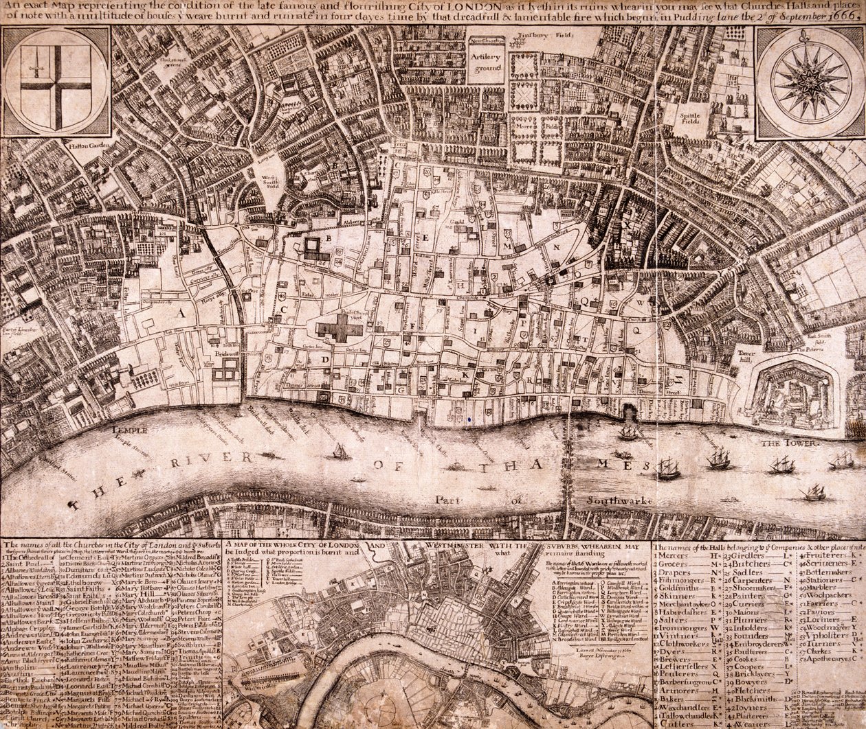 Kart over London, 1666 av RP