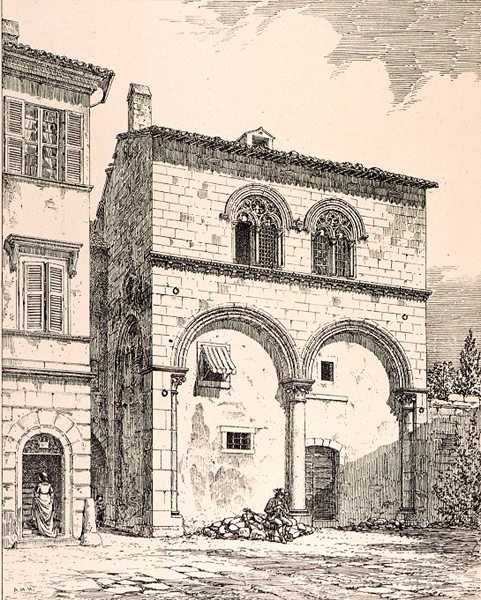 Hus på Piazza del Duomo, Viterbo, Italia, fra 