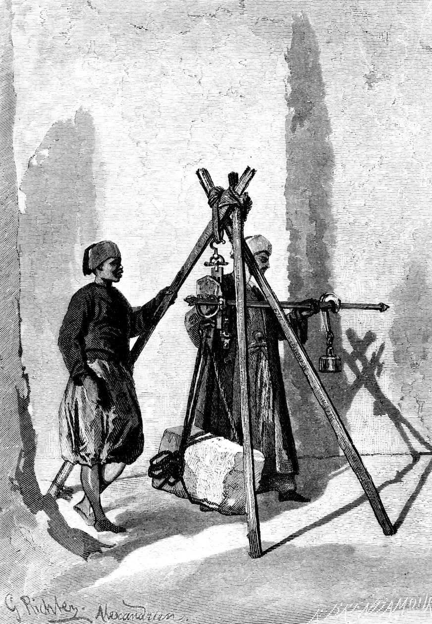 Veiing av steinblokkene, Egypt, 1880 av R. Brandamour